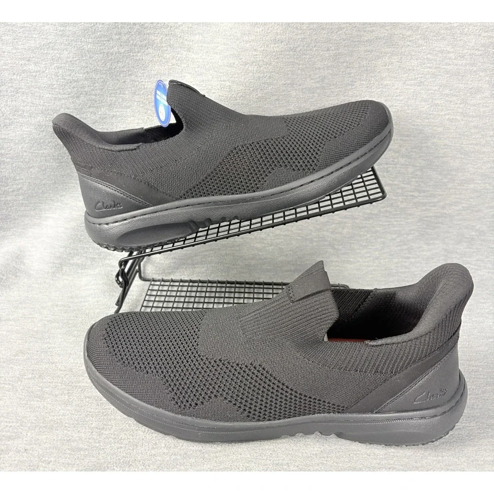 Clarks ClarksPro Free Step In Sneakers Mens 14 M Black Knit Slip On Comfort